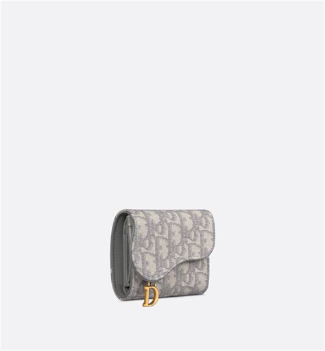 Saddle Nymphea Wallet Gray Dior Oblique Jacquard